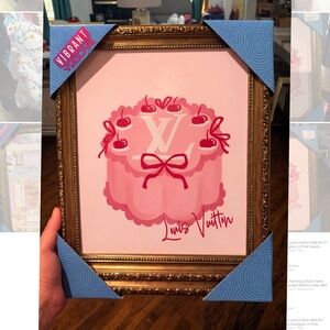 Louis Vuitton Pink Cake Art in Gold Frame